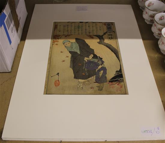 3 Japanese woodblock prints, Yoshitoshi, Toyokuni